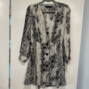 Snakeskin Print Button-Down Dress